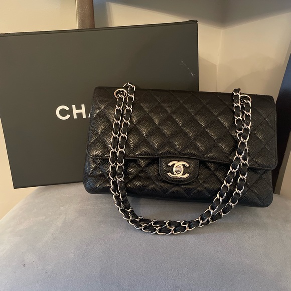 Chanel classic small Double Flap Black Caviar leather bag